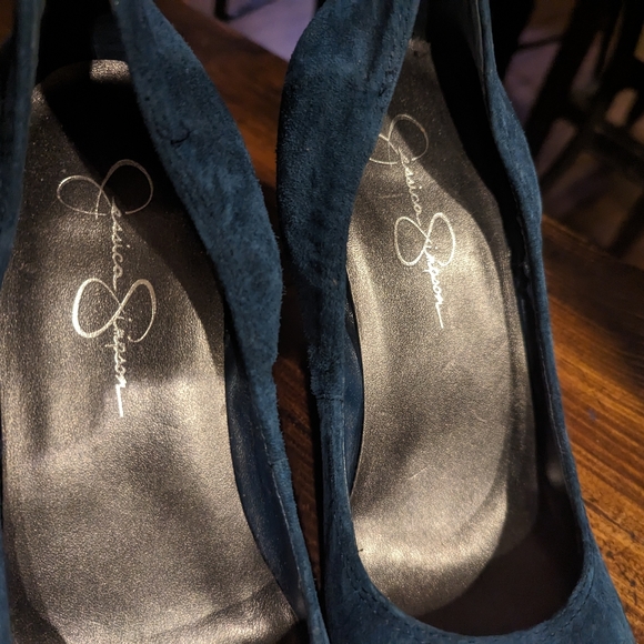 Jessica Simpson navy leather wedge suede - Picture 4 of 4